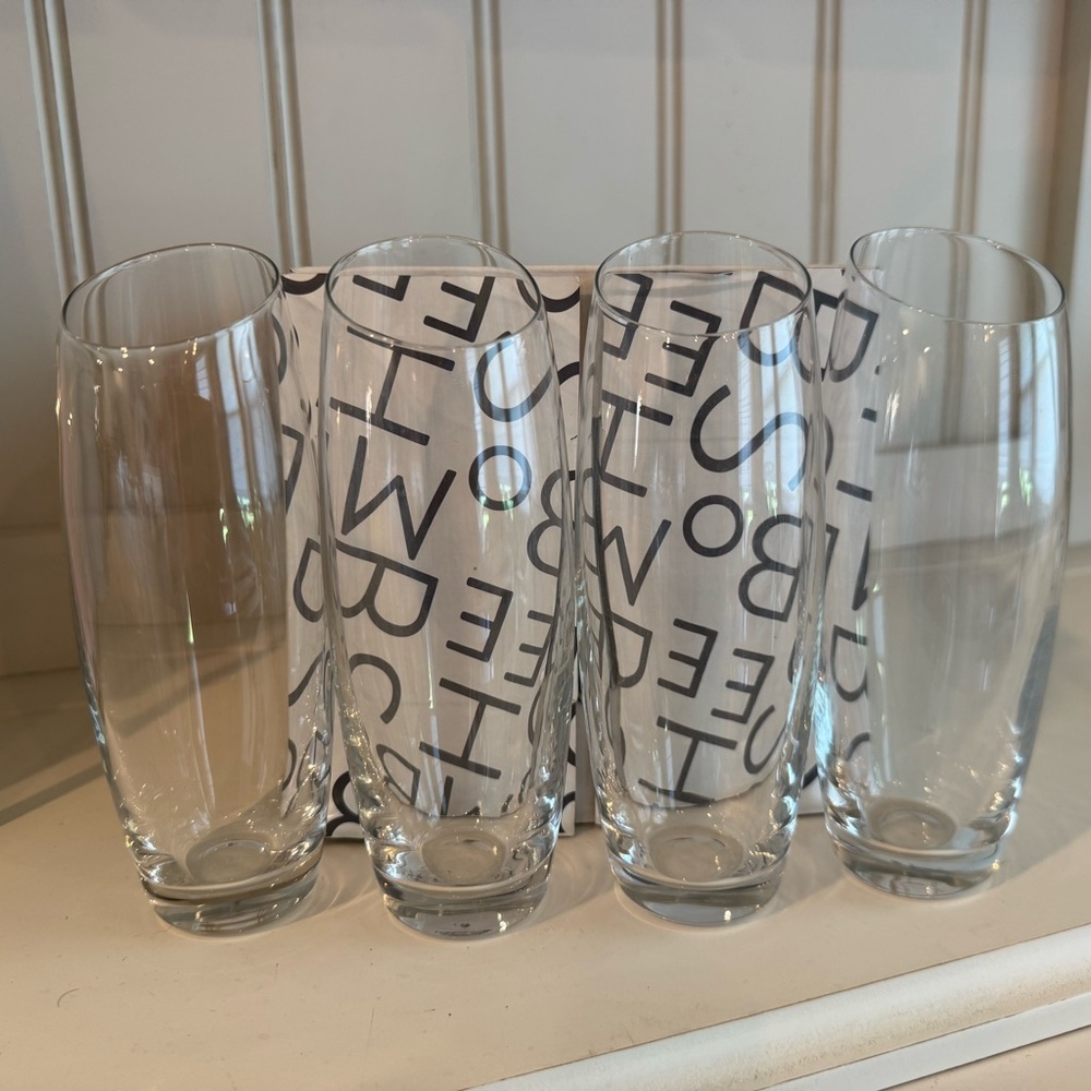 NIB* BOMSHBEE Sloane slanted stemless champagne flutes